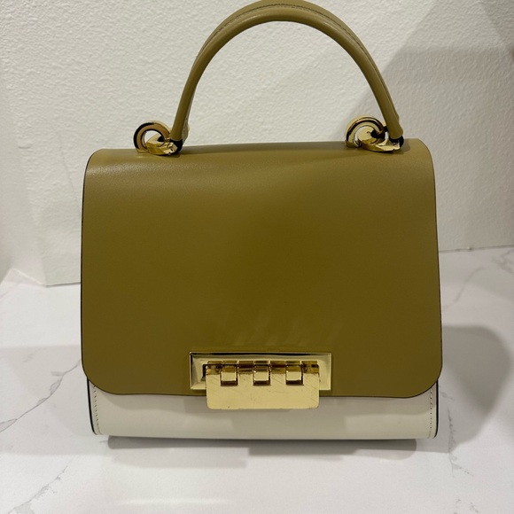 ZAC Zac Posen Handbags - Zac Zac Posen Olive Green and Cream Handle Shoulder Bag